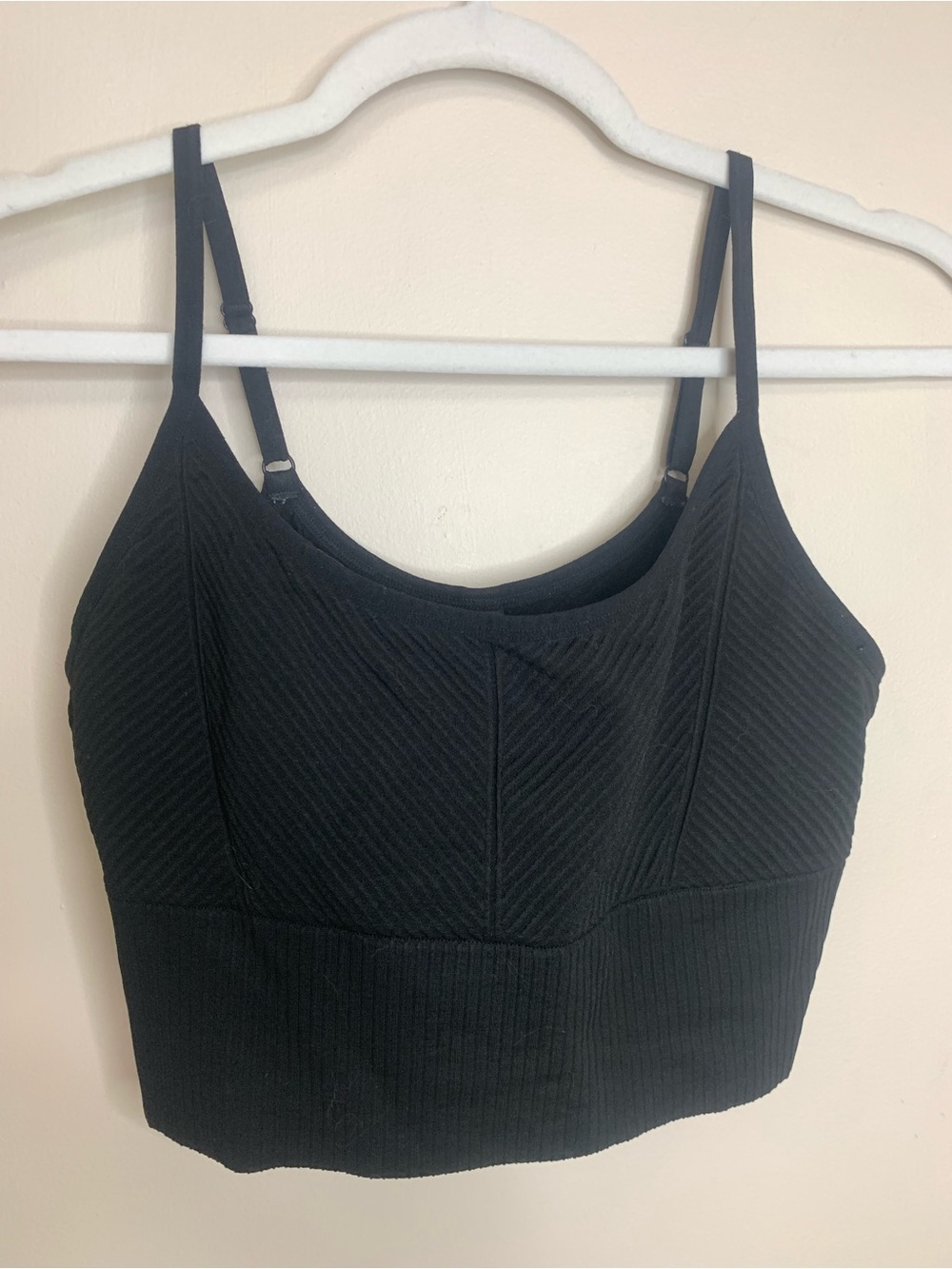 Pink Active Victoria's Secret Black Ribbed Bralette L